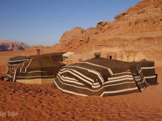 Poušť Wadi Rum, stany beduínů