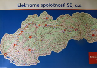 Mapa elektráren společnosti Slovenské Elektrárny