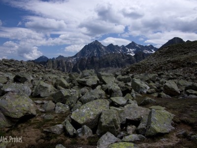 Údolí Mittertalbachu, vzadu Zwölferkogel a Sulzkogel